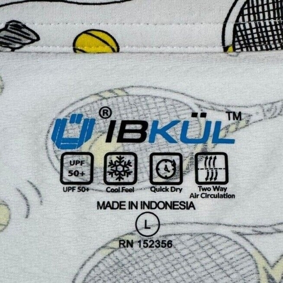 New IBKUL Printed Sleeveless Zip Polo Venus Tennis Racket White Size Large - Picture 4 of 6